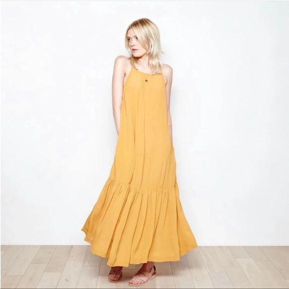 Anthropologie The Odells Oro Maletto Swingy Ruffled Maxi Dress - Picture 1 of 13